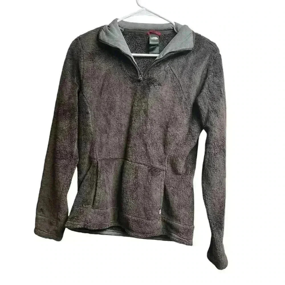 The North Face Women's Brown Quarter Zip Fleece Sherpa Pullover Jacket Small